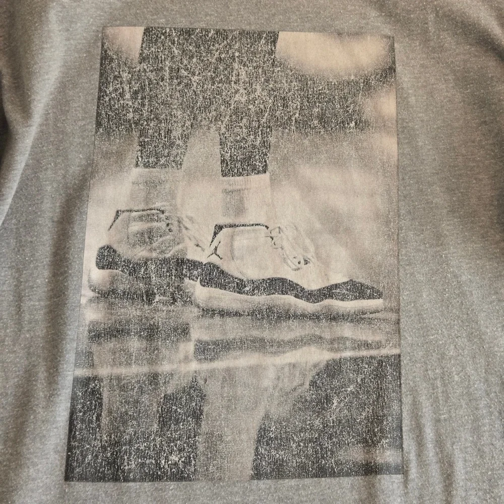 Jordan Retro 11 Concord Photo Men's Large Grey Long Sleeve Graphic T-Shirt